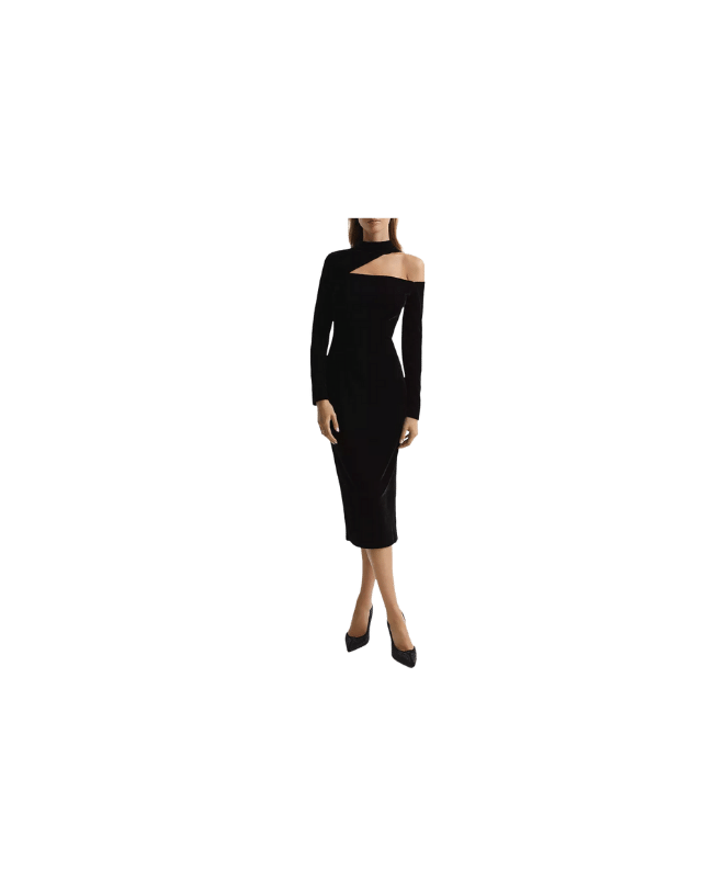 reiss Tatiana Asymmetric Cutout Velvet Dress