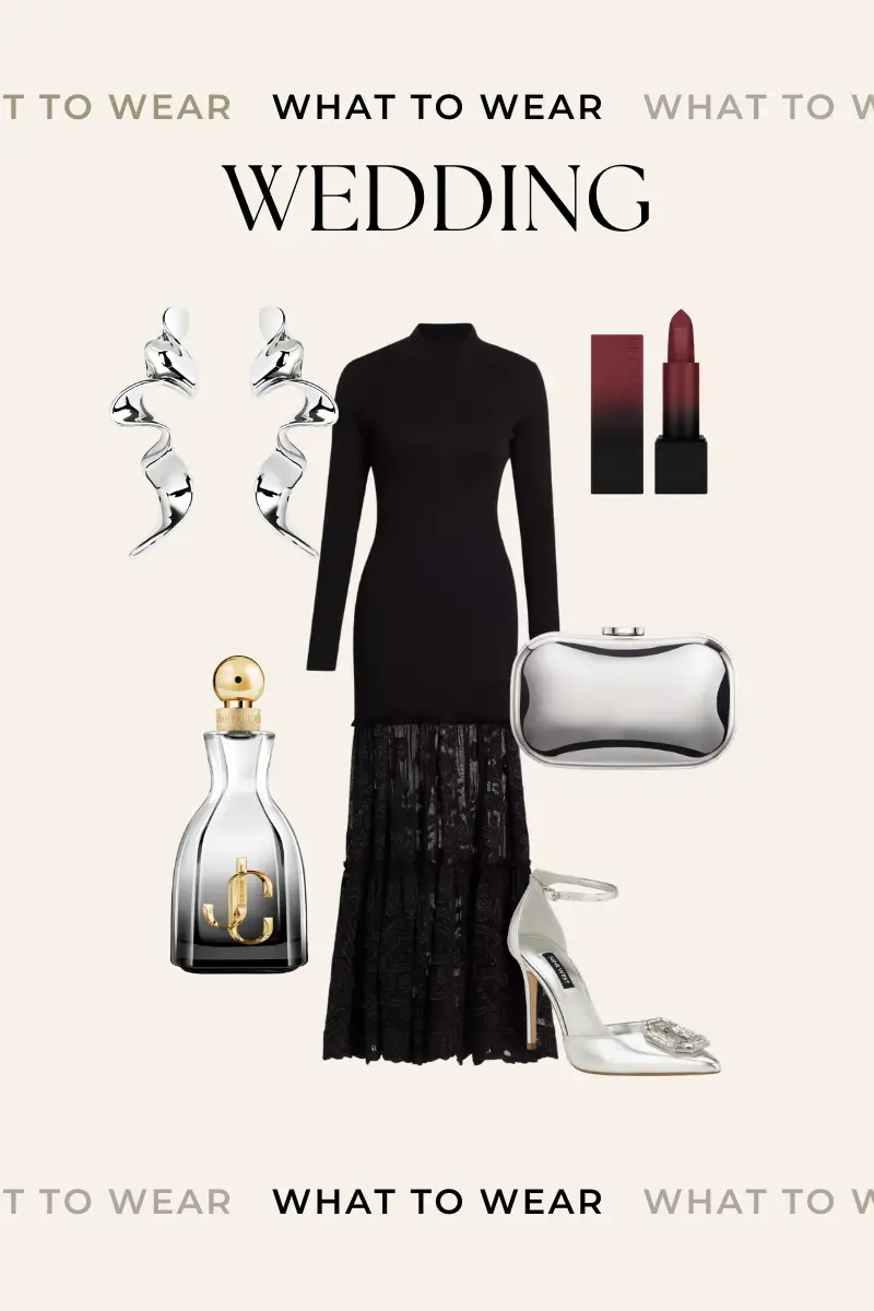 winter wedding outfit idea black tie