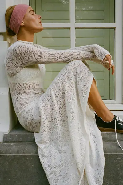 sheer crochet maxi dress