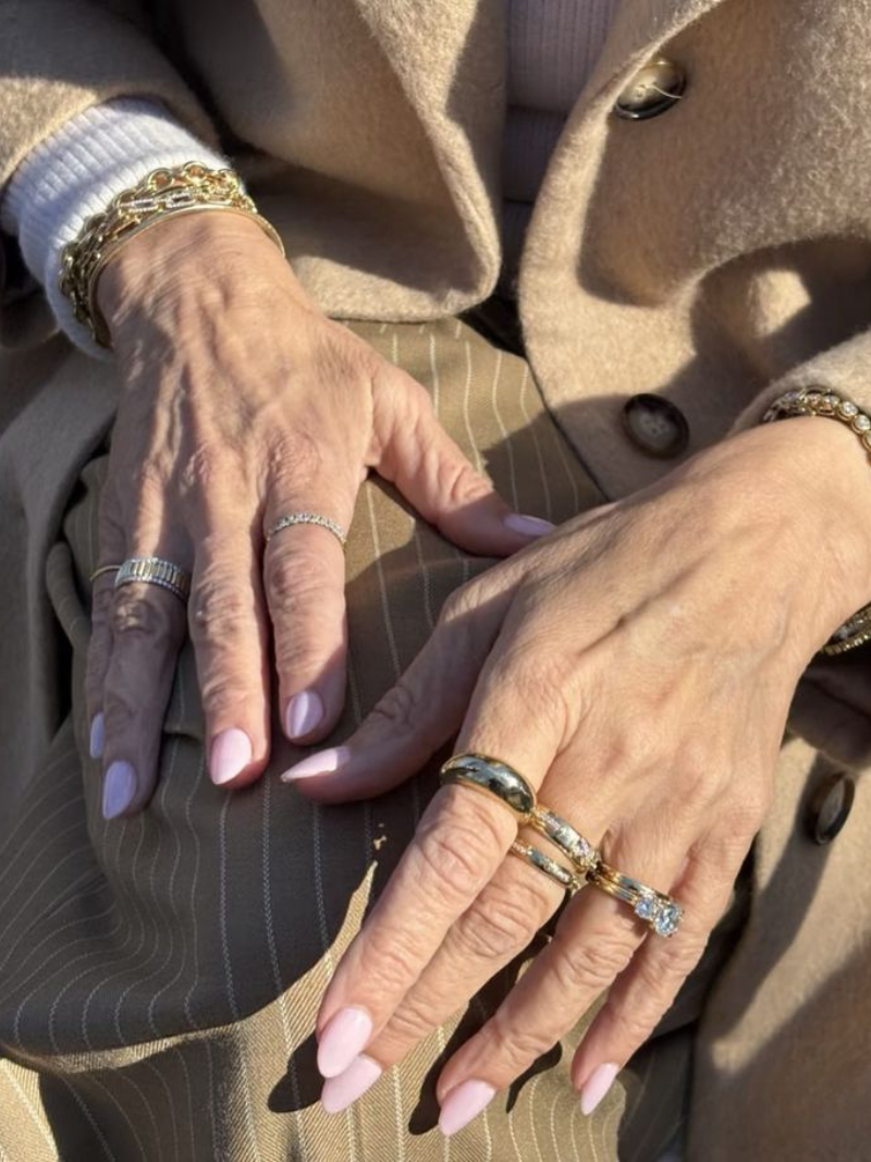 old woman hands with rings