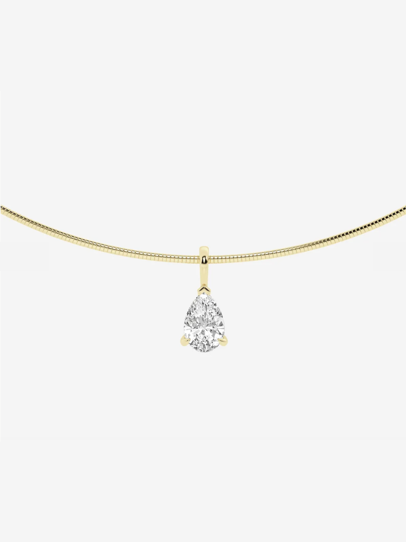 grown brilliance pear diamond solitare pendant necklace