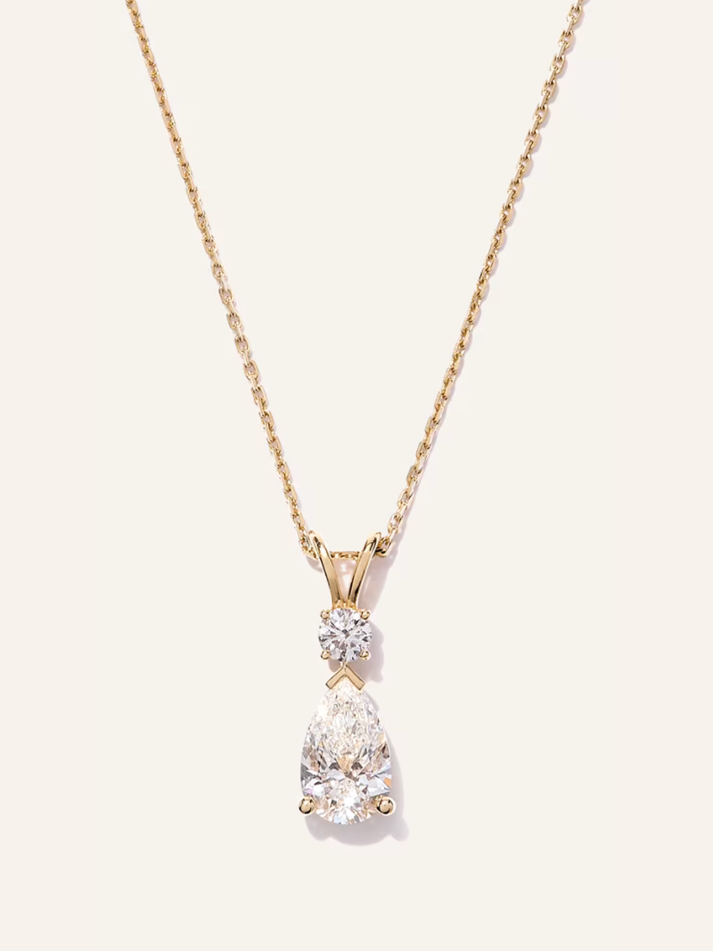 quince gold lab grown pear diamond necklace