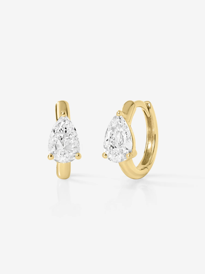 ring concierge pear lab diamond huggie earrings
