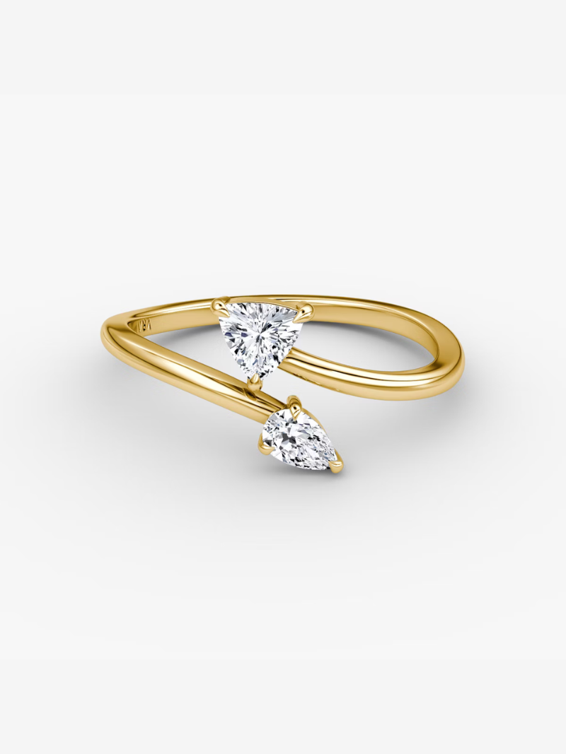 vrai bypass cuff ring with pear-shaped diamond